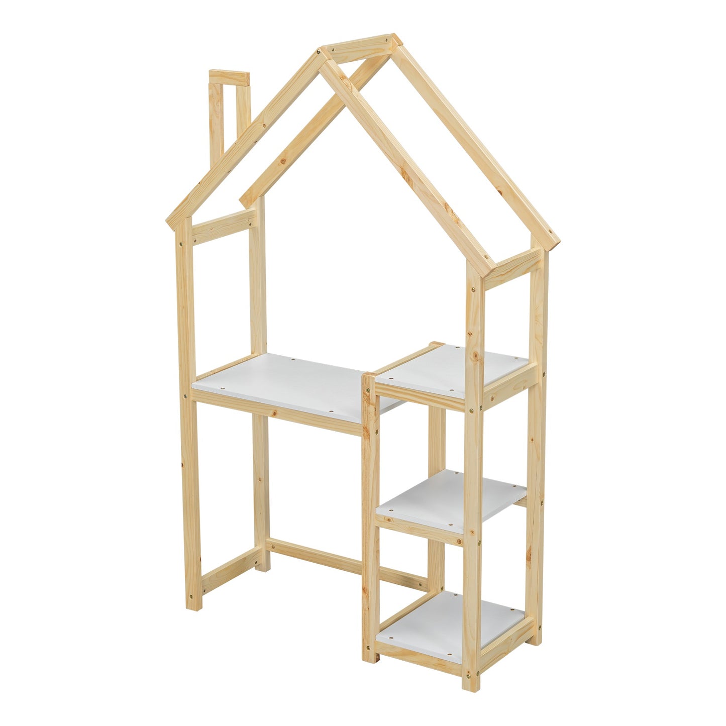 Smuxee Kid Bookshelf Storage with Desk and Roof-Framed,Toy Organizer Storage Cubes for Bedroom