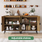 Algherohein Sideboard Cabinet with Two Doors Adjustable Shelves,Freestanding TV Stand,Coffee Bar for Kitchen, Living Room, Walnut