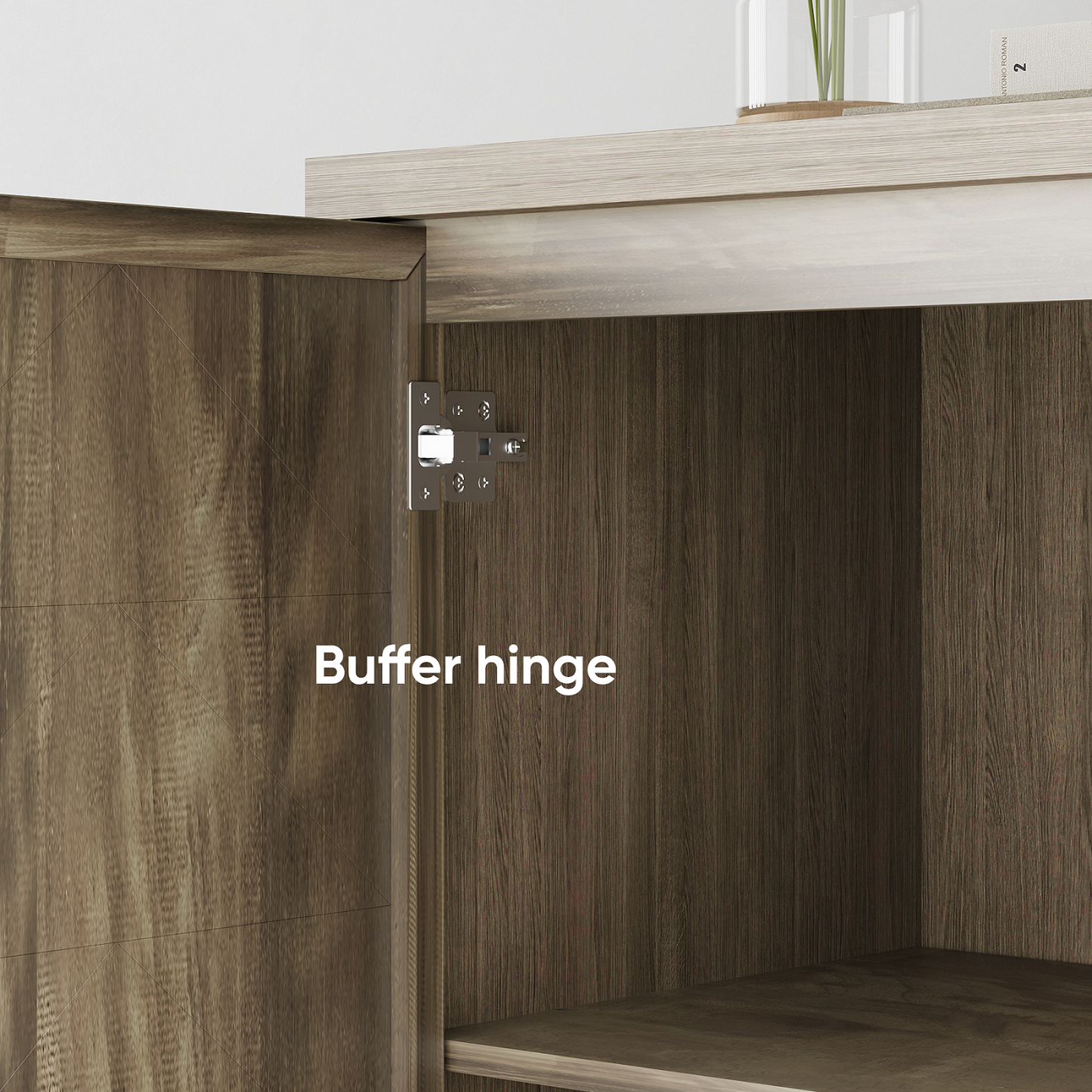 Smuxee Sideboard Cabinet with 4 Doors and Adjustable Shelves, Kitchen Sideboards and Buffets
