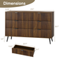 Semiocthome Dresser with 6 Fluted Drawers, Chest of Drawers, Storage Cabinet for Bedroom, Walnut,