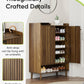 Smart FENDEE 6-Tier Shoe Storage Cabinet with 2 Fluted Doors, Entryway Shoe Storage, Walnut