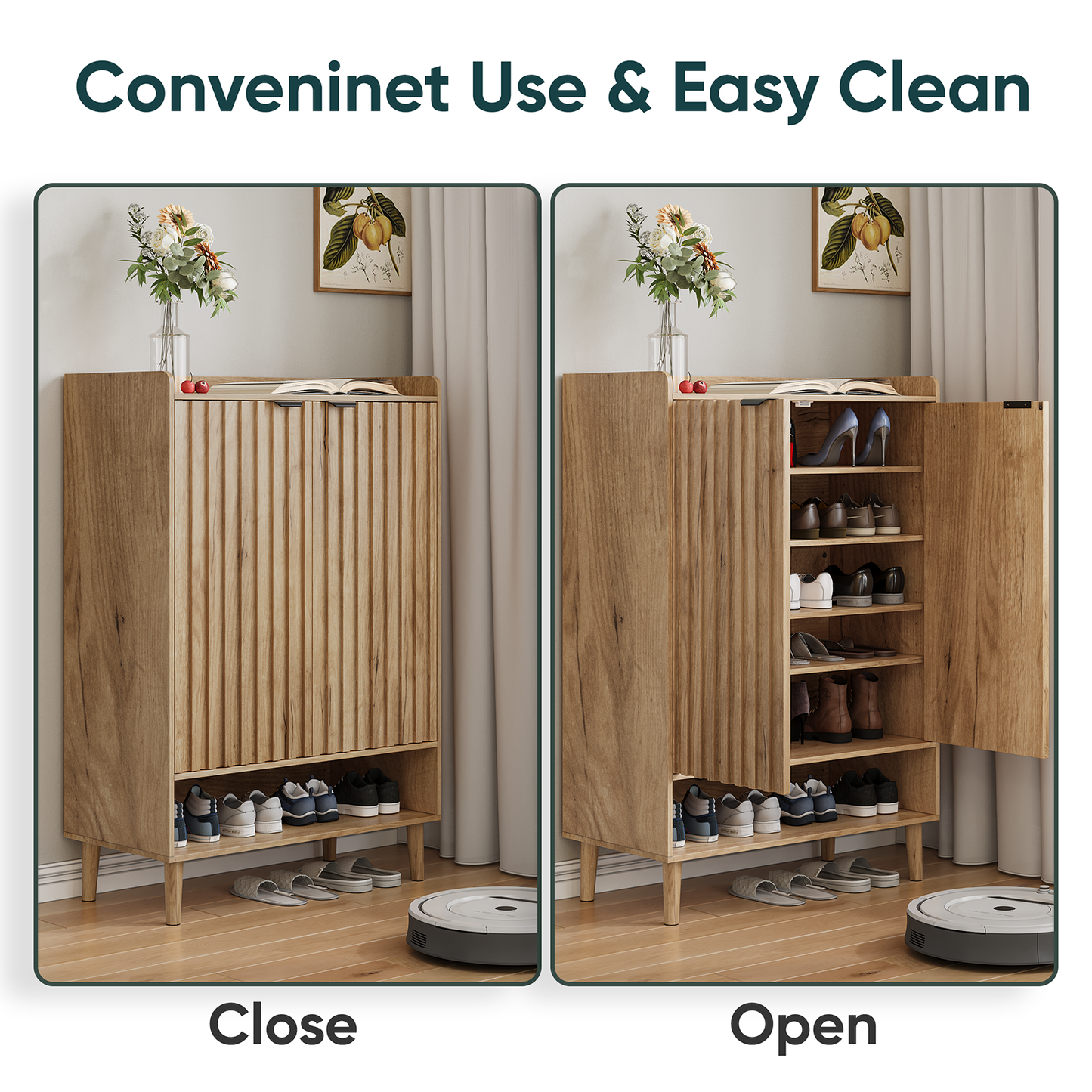 Semiocthome 6-Tier Shoe Storage Cabinet with Adjustable Shelves, Shoe Cabinet for Entryway
