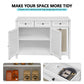 Semiocthome Rattan Storage Cabinet with Tilt Out Trash and 3 Drawers for Kitchen White