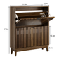 Algherohein 16-20 Pairs Shoe Storage Cabinet with Flip-Down Drawers,Freestanding Entryway Slim Shoe Cabinet, Walnut
