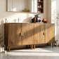 Smuxee Modern Wooden Bathroom Storage Cabinet with Carved Doors & Shelves, Freestanding Bathroom Storage Organizer,Walnut