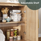 Smart FENDEE 63"W Sideboard Storage Cabinet with Slatted Doors and Adjustable Shelf,Dining Room,Natural