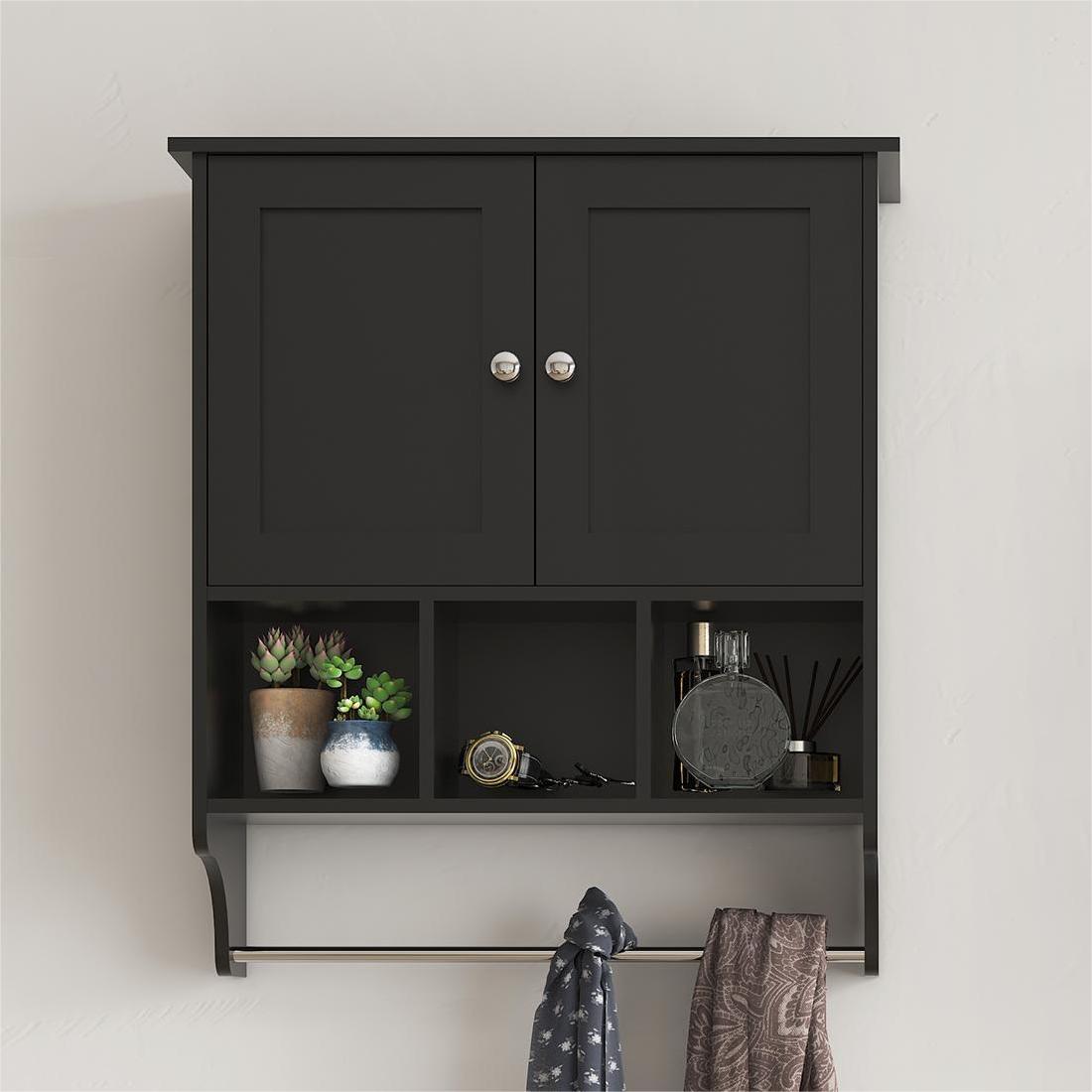 Smuxee Bathroom Storage Cabinet Organizer with Adjustable Shelf and Towel Bar