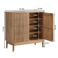 Semiocthome 4 Tiers Shoe Storage Cabinet for Hallway, 2-Door, 16 Pairs Shoe Rack Organizer, Natural