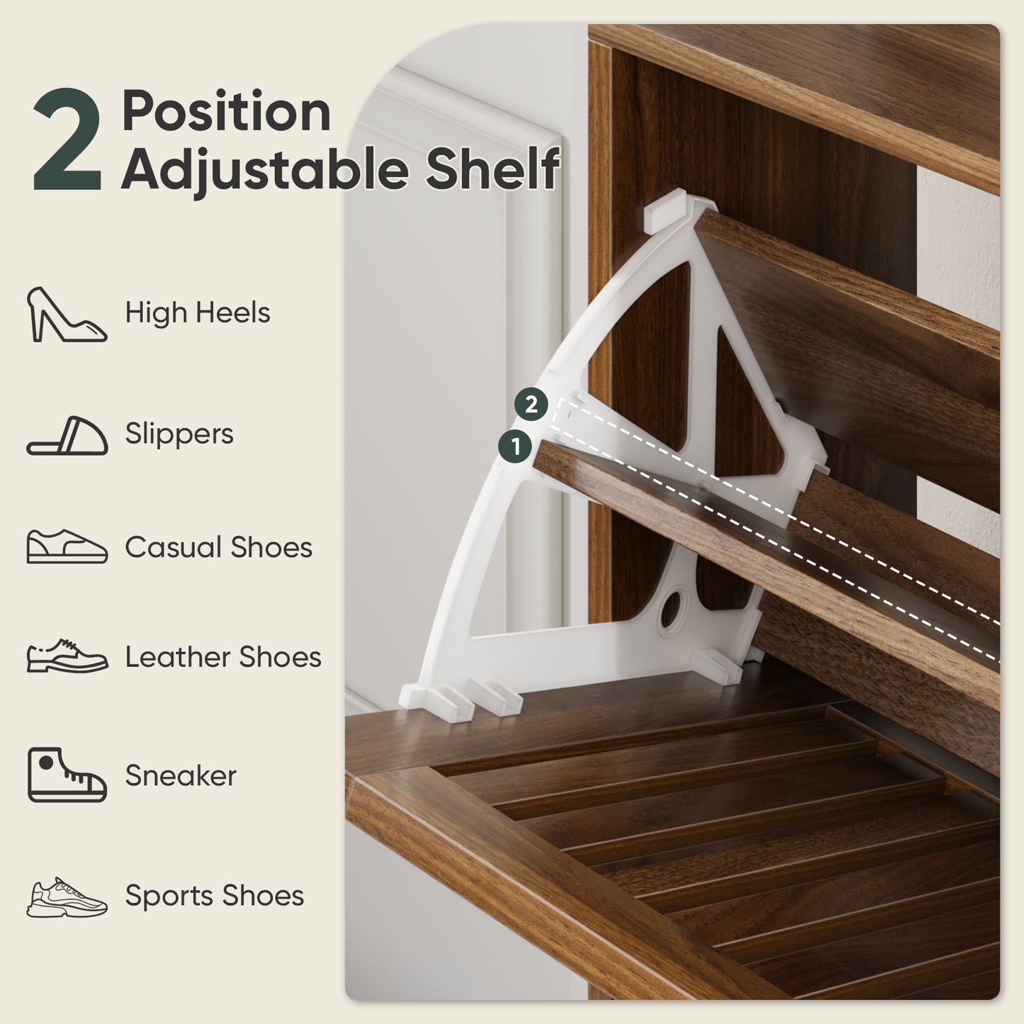 Smart FENDEE Shoe Storage Cabinet, Freestanding, 2 Flip Drawers, Shoe Organizer, 80cm/32"
