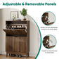 Semiocthome Modern Slim Space Saving Shoe Cabinet 2 Flip Down Slatted Doors 15 Pair Capacity Walnut 23.6 Inch Width