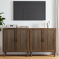 Smuxee Fluted Sideboard Storage Cabinet, Freestanding Mid-Century Modern Reeded Double Door Accent Cabinet