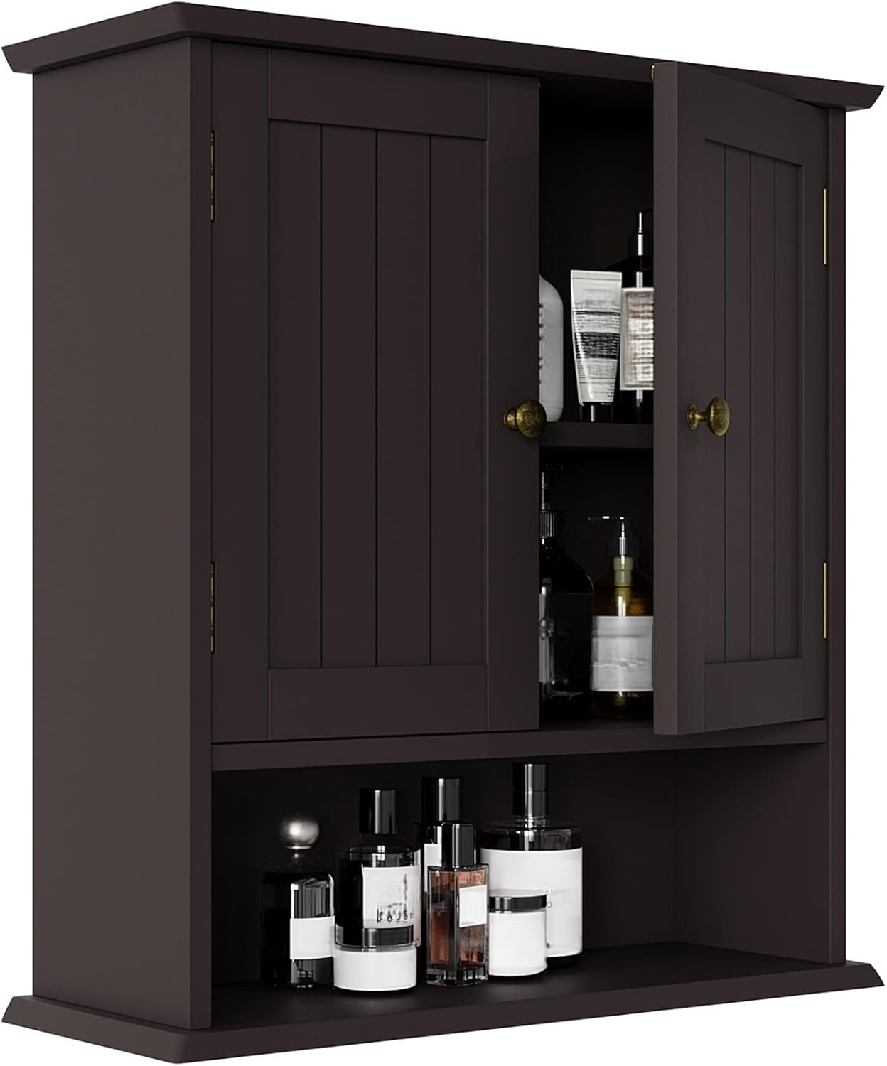 Smuxee Bathroom Wall Storage Cabinets with Door and Open Shelves,over The Toilet Storage,White Small