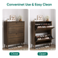 Semiocthome 31.5" Shoe Cabinet with 2 Flip Drawers, Curved Edge and Grille Stripe, Entryway, Walnut