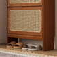 Smart FENDEE Modern Shoe Cabinet with Flip Drawer and Black Pegboard Shoe Rack for Entryway,Walnut