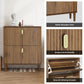 Semiocthome 31.5" Shoe Storage Cabinet with 2 Flip Drawers and Line Groove Design, Entryway, Walnut