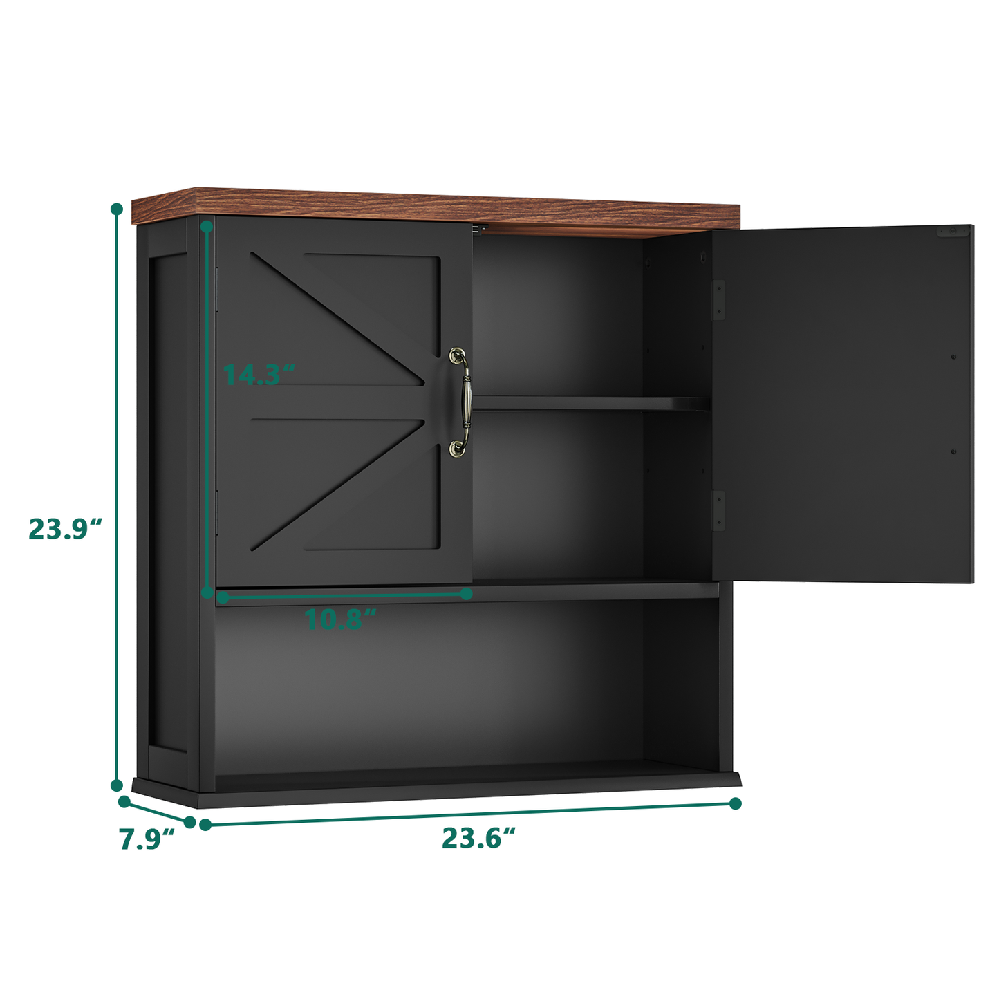 Semiocthome Farmhouse Bathroom Cabinet Medicine Cabinet with Adjustable Shelf for Bathroom, Black