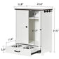 Smart FENDEE Dog Feeding Station Food Storage Cabinet with Hidden Dog Bowls and Hooks,White