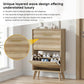 Semiocthome Mid-Century Shoe Cabinet, Shoe Storage with 2 Wavy Texture Drawers for Hallway, Natural