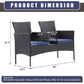 Algherohein Wood Outdoor Couch Seating 2-seat Set,20.5in W Patio Sofa with Coffee Table