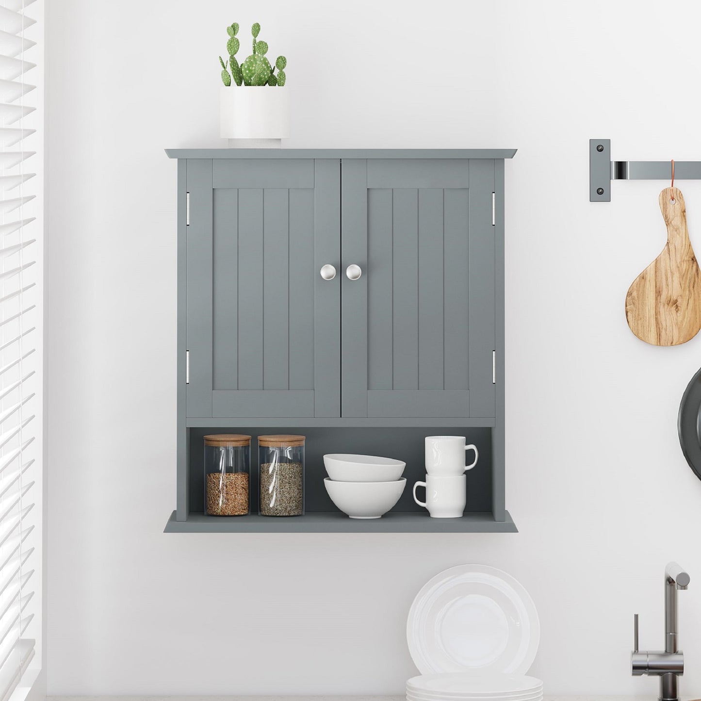 Smuxee Bathroom Storage Cabinets with Doors and Shelves,Towel Bar,over the Toilet Storage