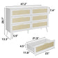 Semiocthome Modern Dressers with 6 Rattan Drawers Chest of Drawers for Bedroom