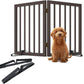 Smart FENDEE Bamboo Dog Gates for Doorways Freestanding Pet Gate, 2 Support Feet, 24"H, Brown
