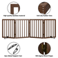 Smart FENDEE Bamboo Dog Gate Freestanding 4 Panel Pet Gate for Doorways, 2 Support Feet, Espresso