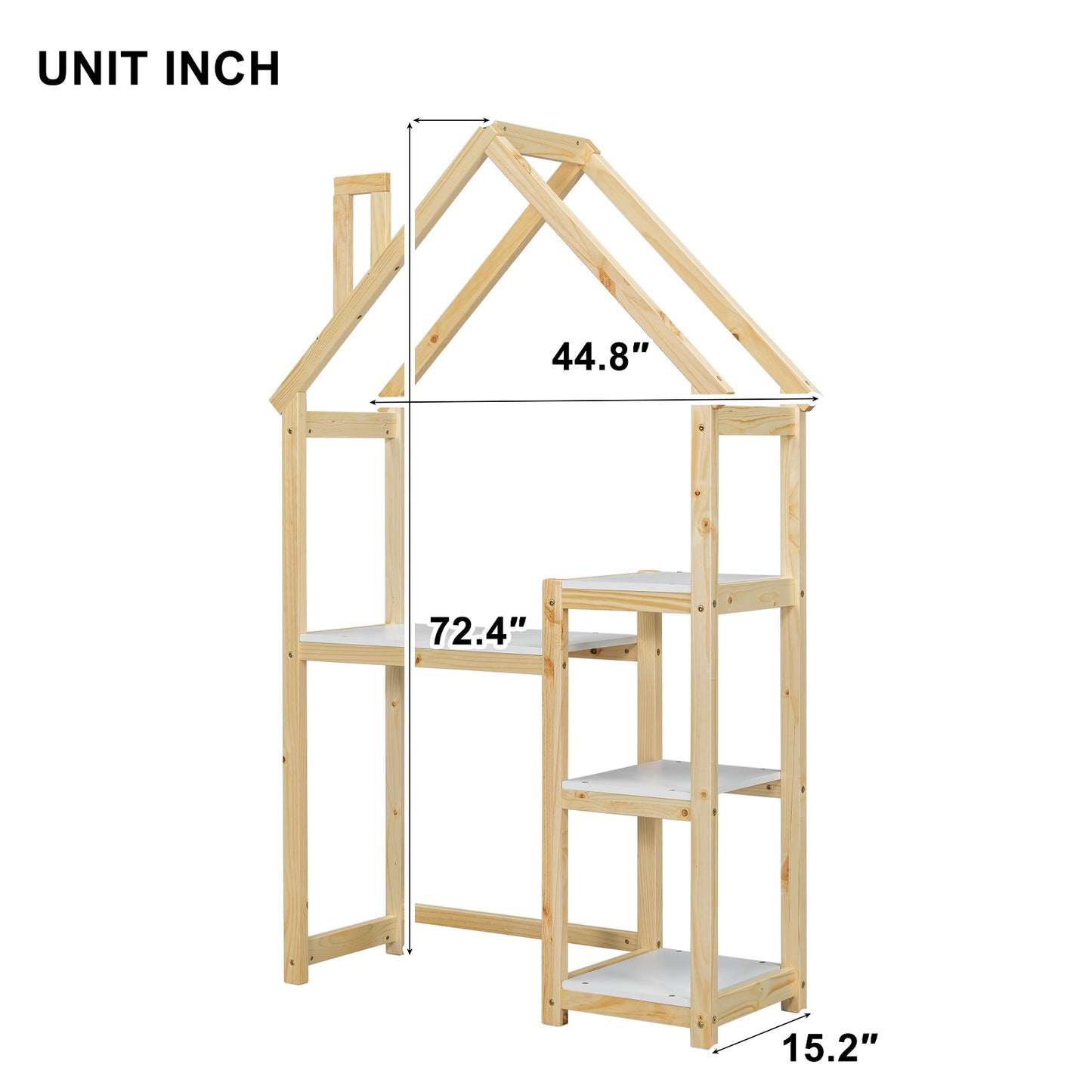 Smuxee Kid Bookshelf Storage with Desk and Roof-Framed,Toy Organizer Storage Cubes for Bedroom