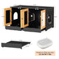Algherohein Rattan Cat Litter Box Furniture,Litter Box Enclosure for 2 Cats,Black