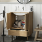 Semiocthome 24" Bathroom Vanity with Sink, Storage Cabinet with Drawers and 2 Fluted Doors, Natural