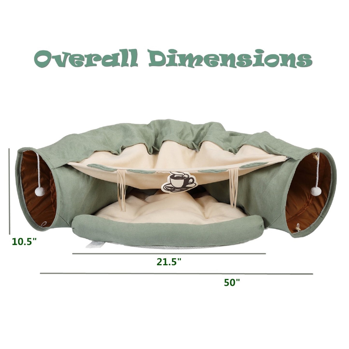 Algherohein Foldable Cat Bed Houses for Indoors with Cat Tunnel Hanging Toys