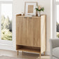 Smart FENDEE 6-Tier Shoe Storage Cabinet with 2 Fluted Doors, Entryway Shoe Storage, Natural