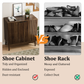 Semiocthome 4 Tiers Shoe Storage Cabinet for Hallway, 2-Door, 16 Pairs Shoe Rack Organizer, Walnut