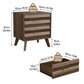 Semiocthome Nightstand with 2 Drawers and Unique 3D Fluted Design, Bedside Table for Bedroom, Walnut