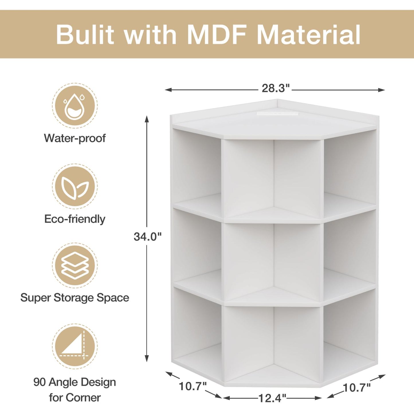 Smuxee Modern Corner Shelf with Cube Storage,USB Outlets Charging Station,Home Corner Cabinet