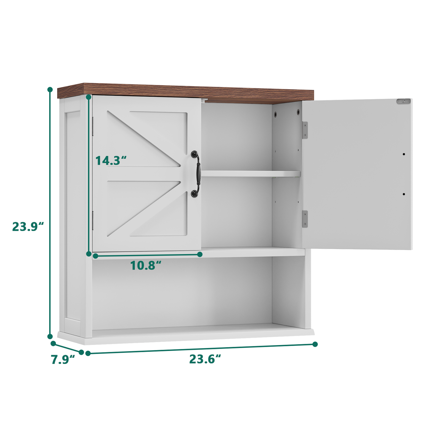 Semiocthome Farmhouse Bathroom Cabinet Medicine Cabinet with Adjustable Shelf for Bathroom,White,Wooden