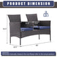 Algherohein Wood Outdoor Couch Seating 2-seat Set,20.5in W Patio Sofa with Coffee Table