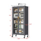 Algherohein Metal Pantry Storage Cabinets with Doors and Shelves,Wheels Kitchen Storage