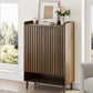 Smart FENDEE 6-Tier Shoe Storage Cabinet with 2 Fluted Doors, Entryway Shoe Storage, Walnut