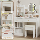 Smuxee Modern Vanity Set with Mirror and Cushioned Vanity Chair,Makeup Vanity for Bedroom,White