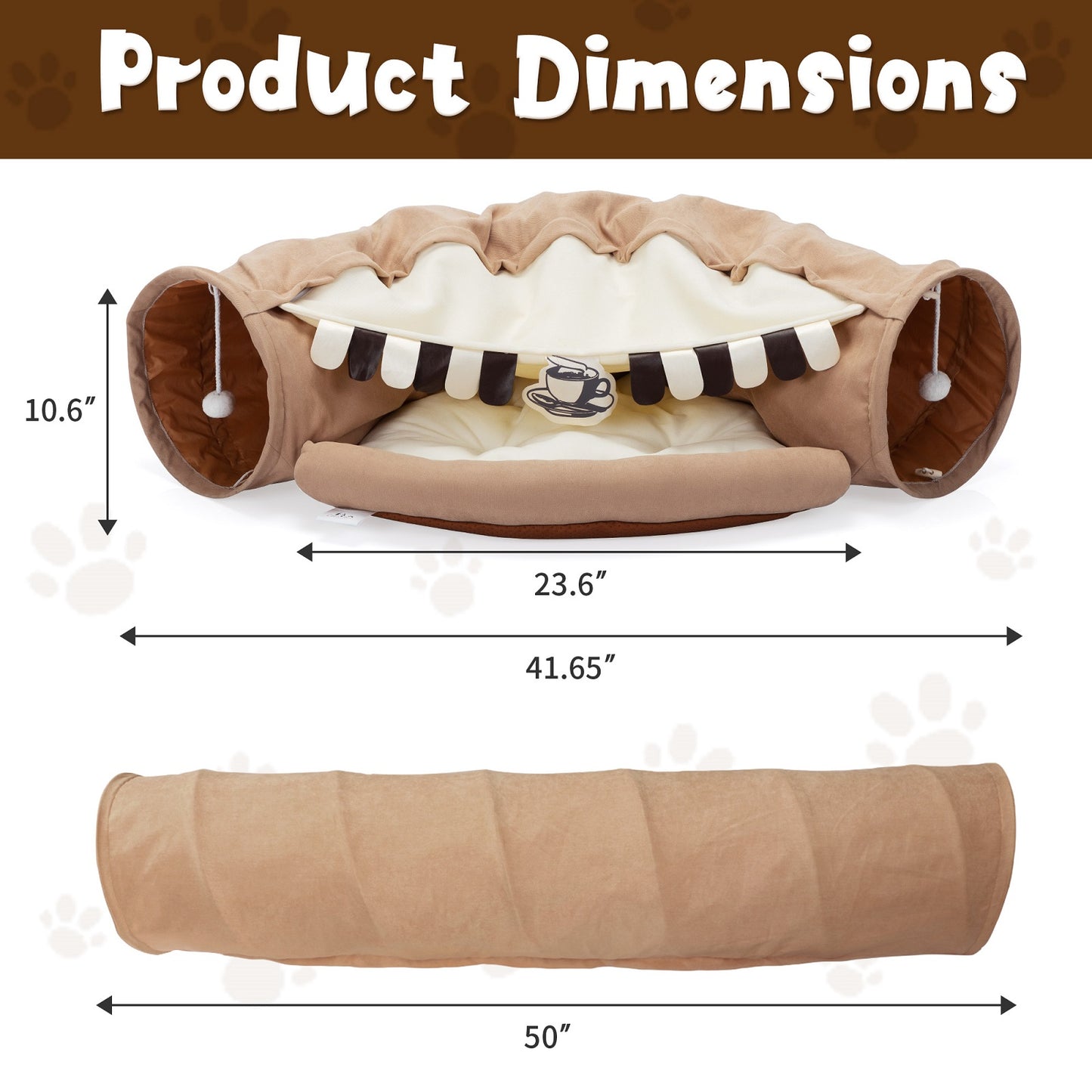 Algherohein Foldable Cat Bed Houses for Indoors with Cat Tunnel Hanging Toys