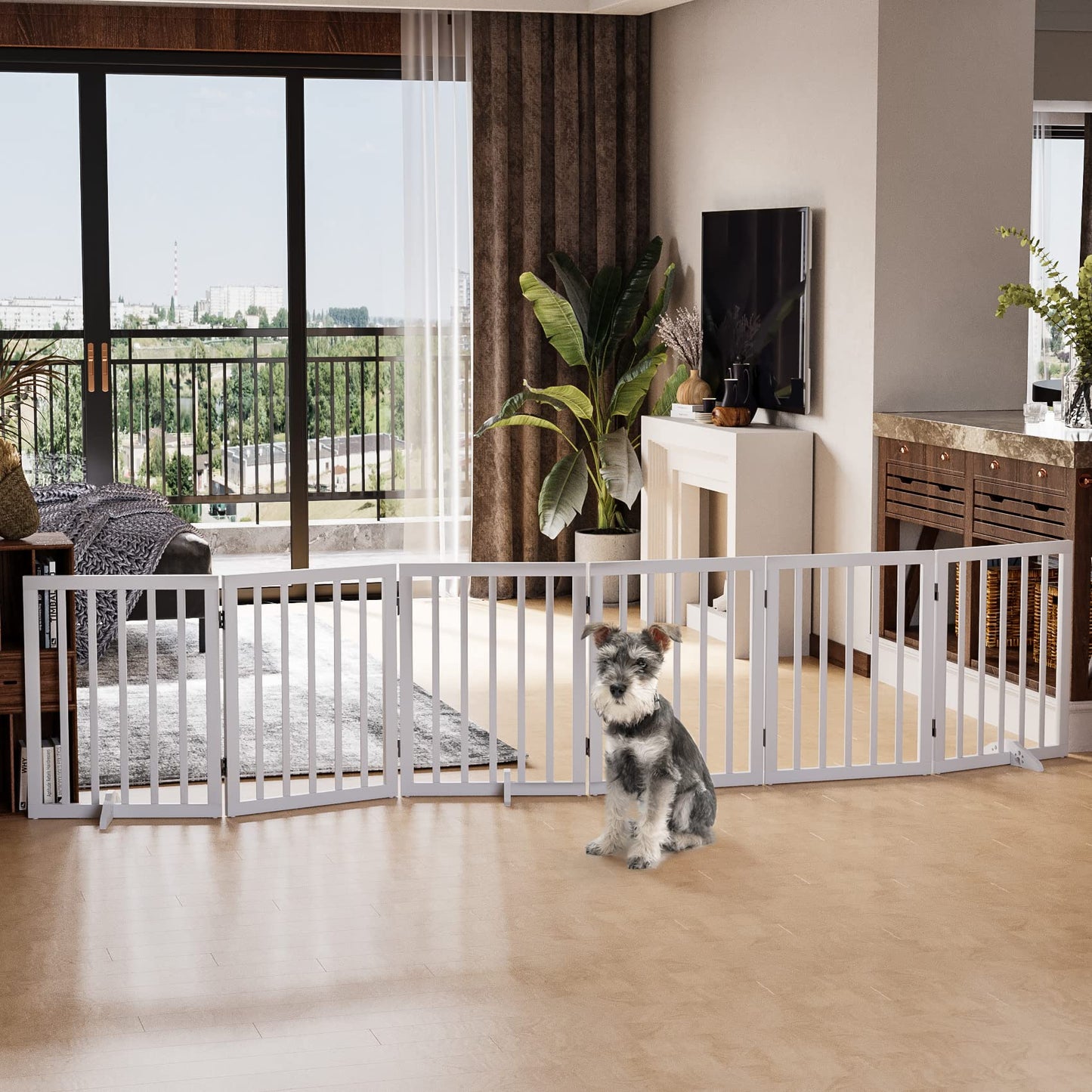Semiocthome Ultra Wide Foldable Pet Gate for Doorway,Freestanding Dog Gates for Stairs