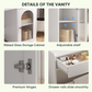 Algherohein Vanity Set with Mirror and Glass Storage,Makeup Vanity with Stool