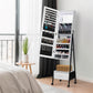 Smart FENDEE Wood Freestanding Jewelry Armoire Cabinet with Lights and Movable Wheel for Adult