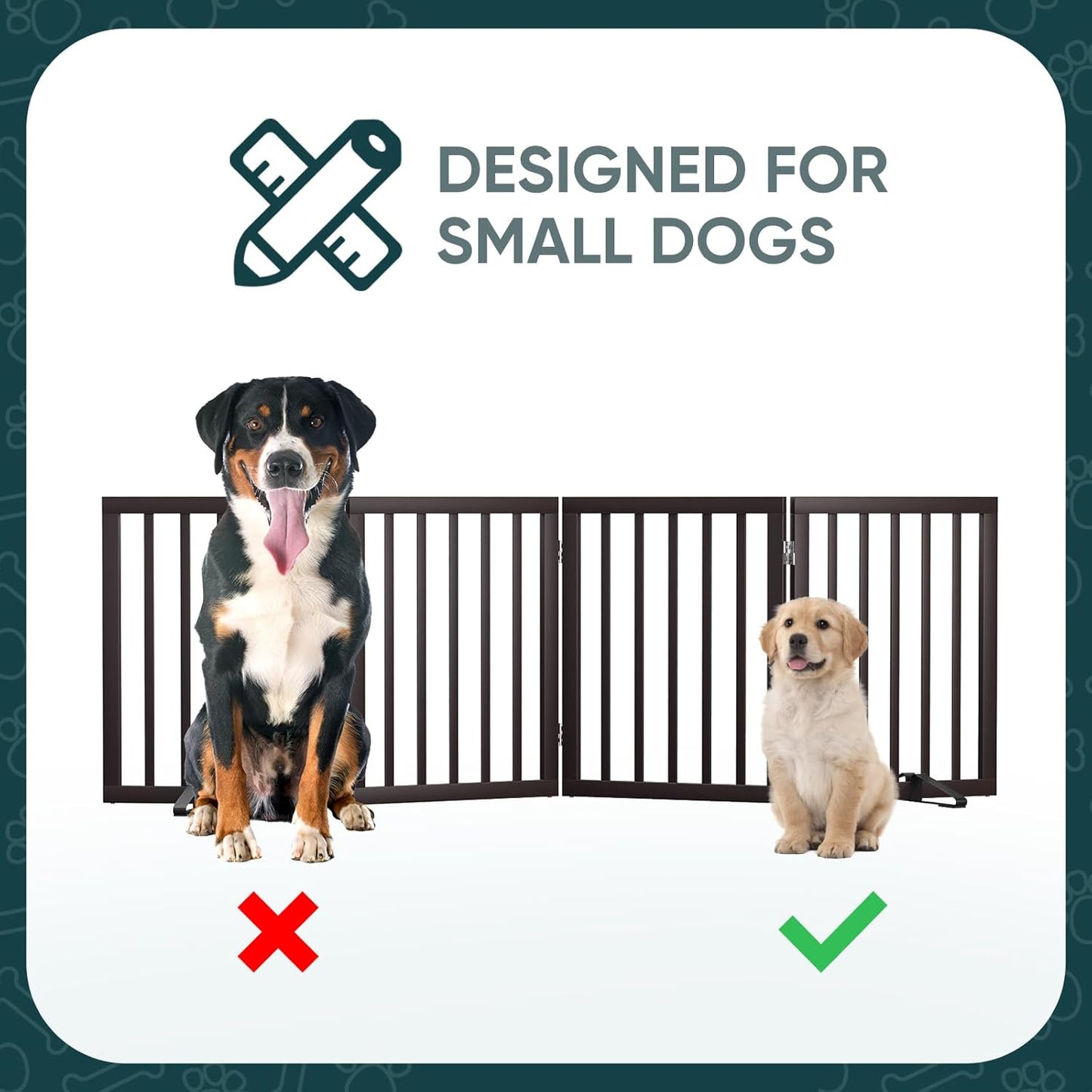 Smart FENDEE Foldable Dog Gate Extra Wide Dog Fence Bamboo Pet Gate for Doorway,24"H,Brown