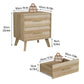 Semiocthome Nightstand with 2 Drawers and Unique 3D Fluted Design, Bedside Table for Bedroom, Oak