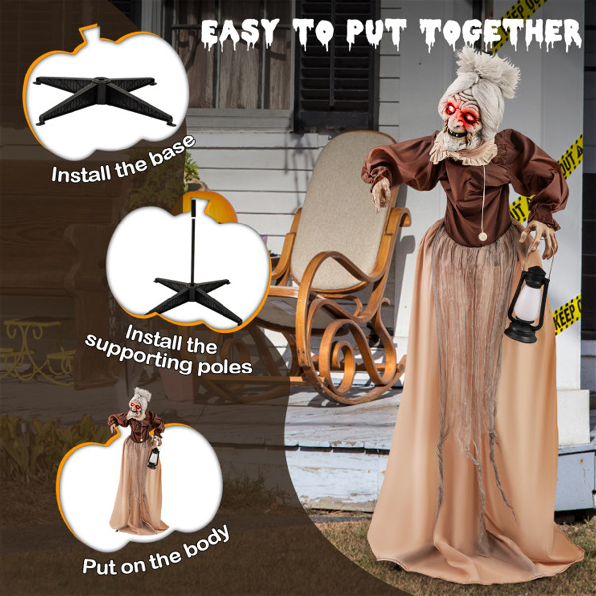 Algherohein Lights Halloween Decorations Outdoor,Halloween Decor,Old Lady