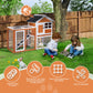 Algherohein Wood and Chicken Wire Hen Chicken Coop Rabbit Hutch Kennels House,Outdoor Nest Box,Brown