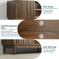 Semiocthome 55" TV Stand with Slatted Doors and Cable Holes, Entertainment Center for Living Room, Walnut