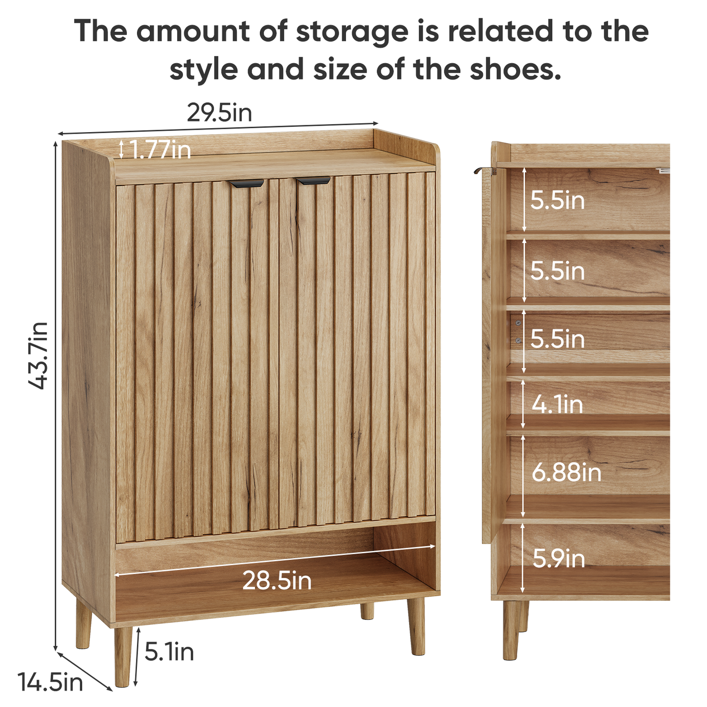 Semiocthome 6-Tier Shoe Storage Cabinet with Adjustable Shelves, Shoe Cabinet for Entryway